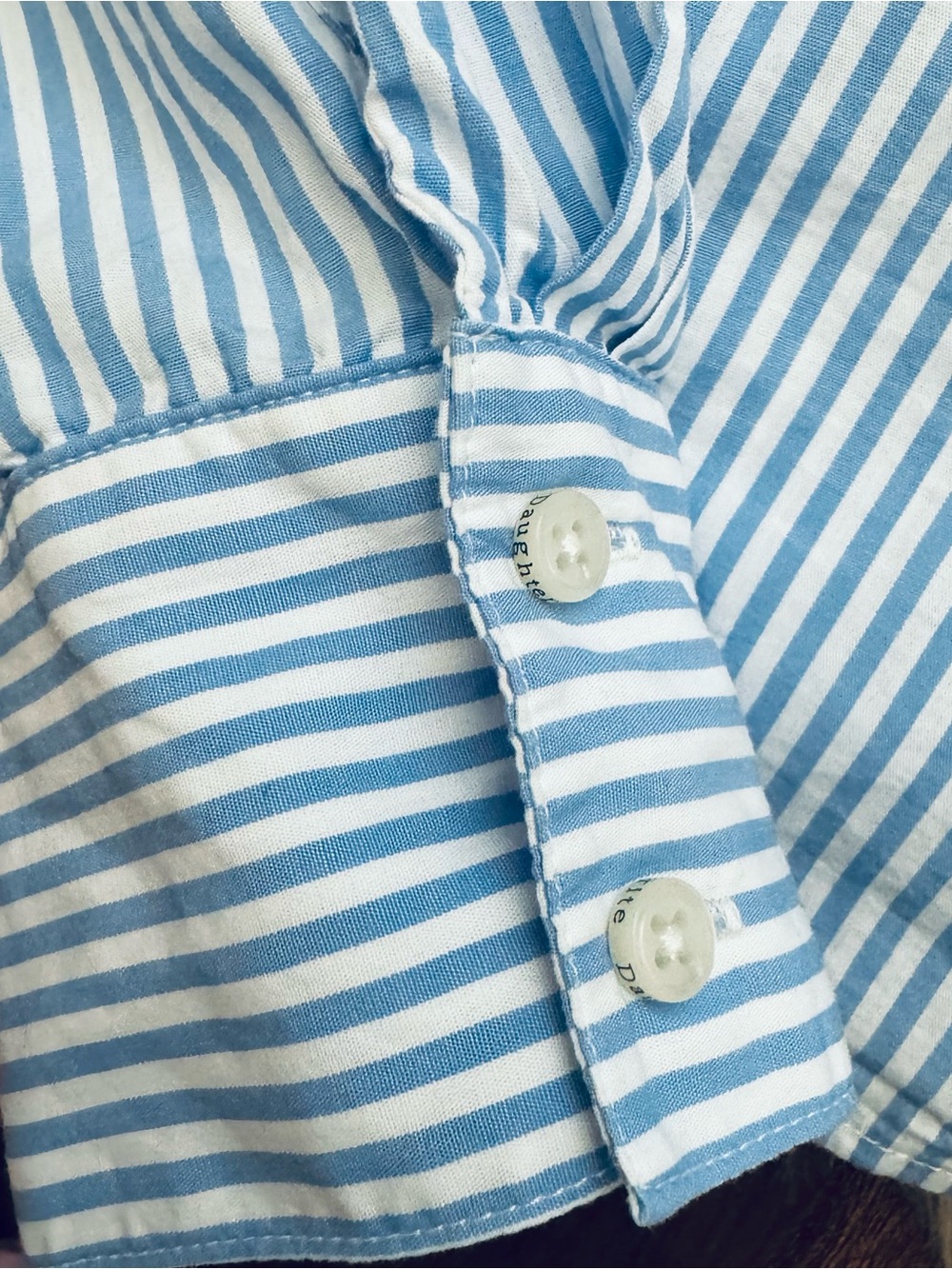 Favorite Daughter The Crop Ex-Boyfriend Button Down Top in Blue Stripe Medium - Picture 6 of 6